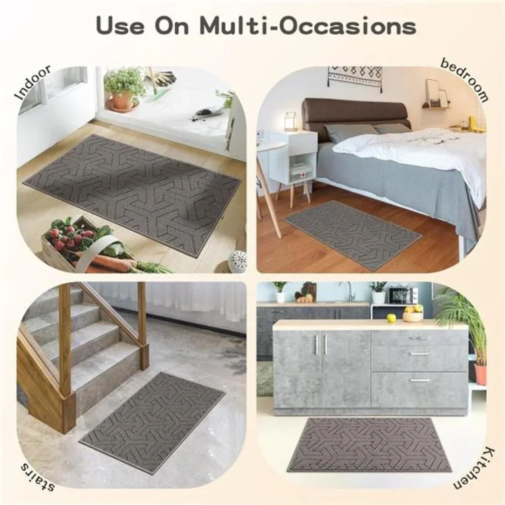 Door Mat, Front Doormats, Non-Slip Entryway Mats Resist Dirt, Washable Low Pile